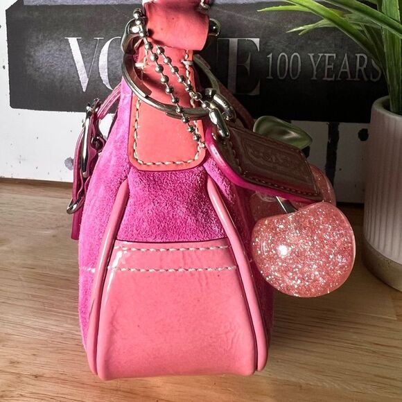 COACH Vintage Hampton Demi Pink 2Tone Suede/Patent Leather RARE & HTF - Picture 5 of 16